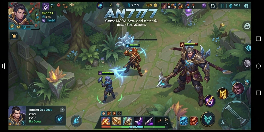 Screenshot gameplay AN777 menampilkan pertarungan seru antara karakter di arena.