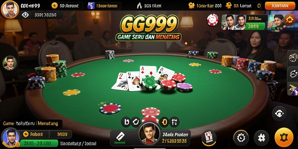 Screenshot gameplay GG999 yang menampilkan suasana poker yang seru.