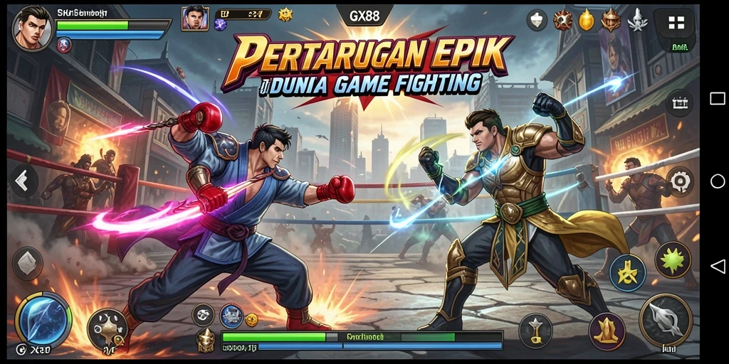 Screenshot GX88 menunjukkan aksi pertarungan yang mendebarkan.