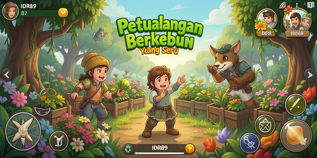 Tampilan gameplay <strong>IDR89</strong> yang seru dan menawan saat berkebun.