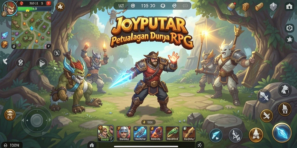 Tangkapan layar utama JOYPUTAR menampilkan aksi pertarungan seru di dunia RPG.