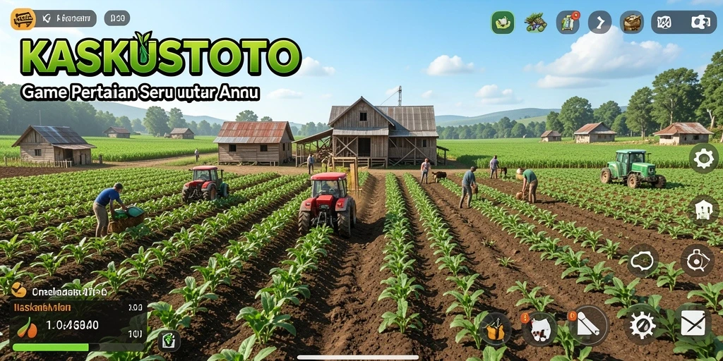 Tangkapan layar gameplay KASKUSTOTO dengan kebun yang subur.