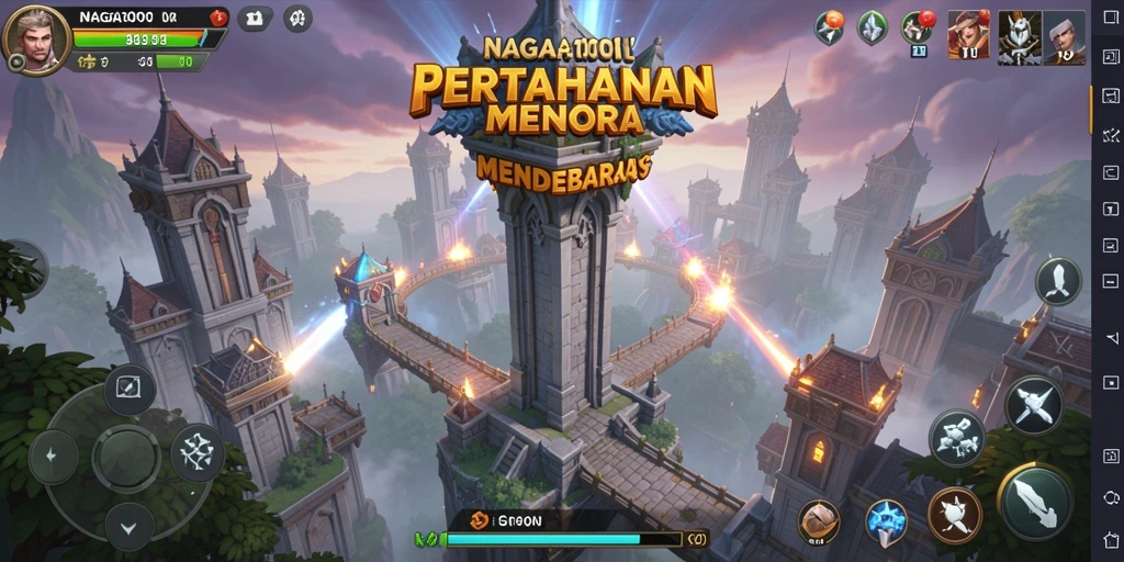 Gameplay NAGA1001 menampilkan pertahanan menara yang strategis dan mendebarkan.