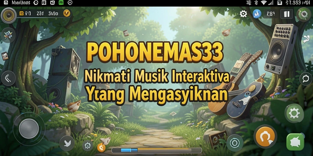 Tampilan screenshot utama POHONEMAS33 menampilkan aksi permainan musik yang interaktif.