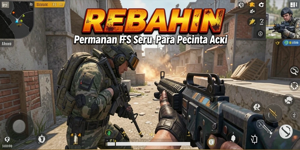 Gameplay seru dalam REBAHIN dengan aksi tembak-menembak yang mendebarkan.