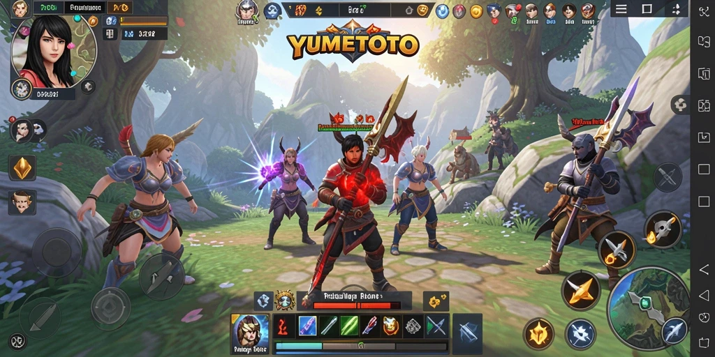 Gameplay YUMETOTO yang menampilkan dunia fantastis dan petualangan seru.